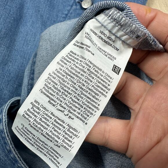 Vero Moda Blue Denim Button Front Sleeveless Bodycon Summer Midi Dress Large - Picture 7 of 12